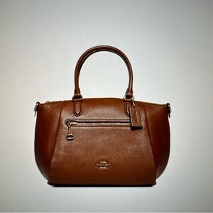 Coach Brown Leather Elise Satchel Purse Handbag Cognac Saddle Brown